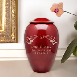 brass urn personalized with text and clip art